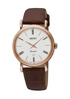 Seiko correa de reloj SXB436P1 / 7N89 0AY0 Cuero Marrón 16mm