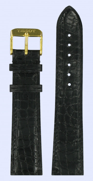 Correa de reloj Tissot T600019693 Cuero de cocodrilo Negro 21mm