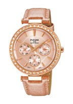 Pulsar correa de reloj VD75-X064-PP6164X1 Cuero Rosa + costura predeterminada
