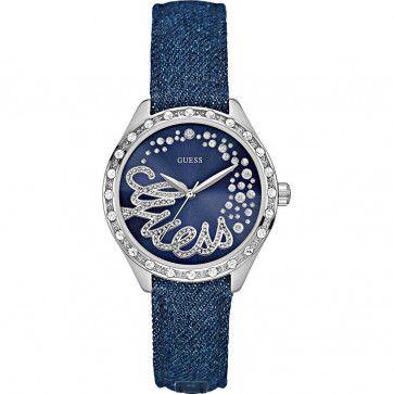 Guess correa de reloj W0023L5 Cuero Azul  + costura azul