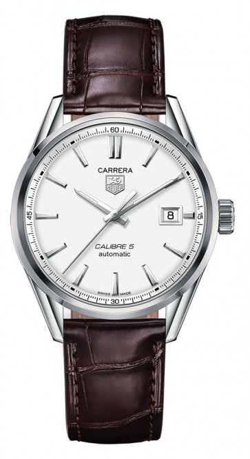 Correa de reloj Tag Heuer WAR211B / FC6181 Cuero de cocodrilo Marrón 19mm
