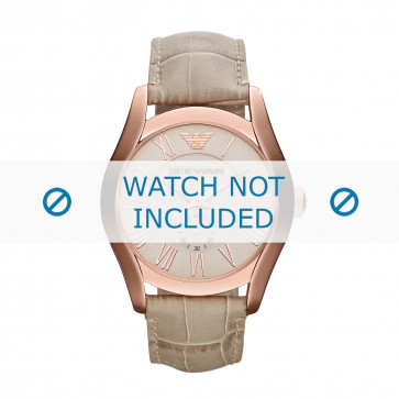 Armani correa de reloj AR1667 Cuero Beige 22mm + costura predeterminada