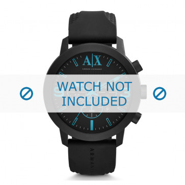 Armani correa de reloj AX-1356 Silicona Negro 24mm 