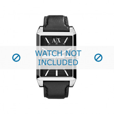 Armani correa de reloj AX-2113 Piel Negro 24mm + costura negro