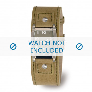 Boccia correa de reloj 3147-09-BO3147-09-40 Cuero Verde 25mm + costura verde