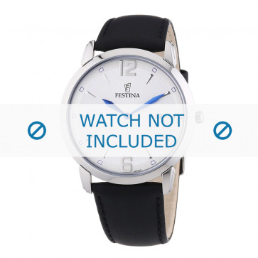 Festina correa de reloj F6813-3 / F6813-4 / F6813-6 Cuero Negro 21mm + costura negro