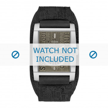 Guess correa de reloj W95089G1 Cuero Negro + costura predeterminada