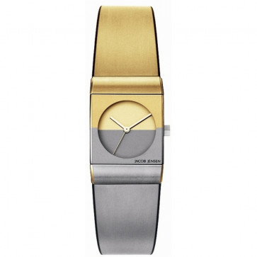 Correa de reloj Jacob Jensen JJ523 - 1/2 PART Acero/Silicona Chapado en oro 16mm