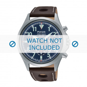 Pulsar correa de reloj VS75-X001-PX5029X1 Cuero Marrón 18mm + costura blanca