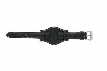 Correa de reloj Universal 386.1 Cuero Negro 22mm