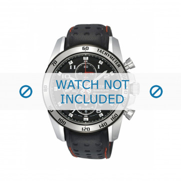 Seiko correa de reloj SNAE65P1 / 7T62-0KV002B / L01M011J0 Piel Negro 21mm + costura roja