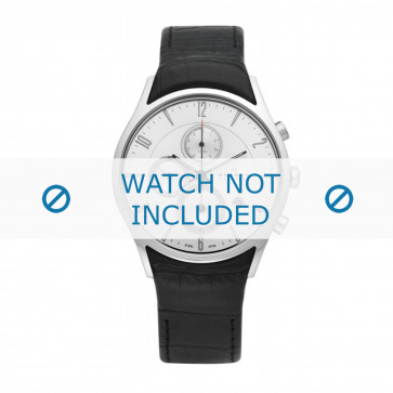 Skagen correa de reloj 329XLSLB / 329XLSLC Cuero Negro + costura negro