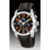 Lotus correa de reloj 15644-4 Cuero Negro 23mm + costura naranja