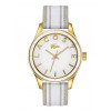 Lacoste correa de reloj 2000771 / LC-66-3-44-2399 Cuero Crema blanca / Amarillento 18mm + costura blanca