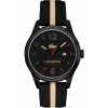 Lacoste correa de reloj 2010724 / LC-76-1-34-2485 Cuero/Textil Negro 21mm + costura negro