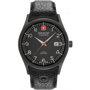 Correa de reloj Swiss Military Hanowa 06-4286.13.007 Cuero Negro 22mm