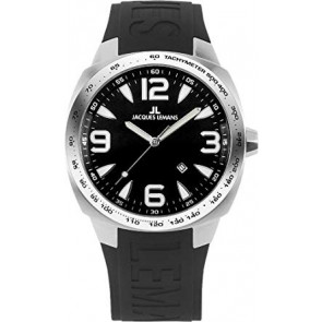 Correa de reloj Jacques Lemans 1-1224 Caucho Negro 19mm