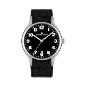 Correa de reloj Jacques Lemans 1-1426 Cuero Negro 24mm