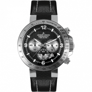 Correa de reloj Jacques Lemans 1-1485 Cuero Negro 13mm