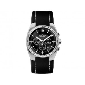 Jacques Lemans correa de reloj 1-1688 / 1-1688a Cuero Negro 24mm + costura blanca