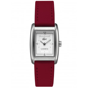 Lacoste correa de reloj 2000639 / LC-49-3-14-2242 Cuero Rojo 16mm + costura roja