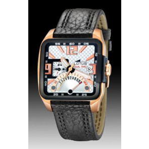 Lotus correa de reloj 15531 / 15531-1 / 15531-3 Cuero Negro + costura negro
