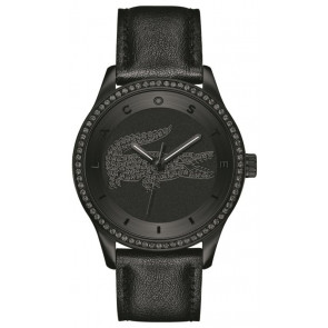 Lacoste correa de reloj 2000823 / LC-74-3-34-2475S Cuero Negro 20mm + costura negro