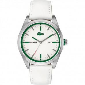 Lacoste correa de reloj 2010595 / LC-52-1-14-2275 Cuero Blanco 22mm + costura blanca