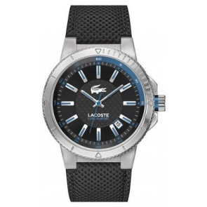 Lacoste correa de reloj 2010676 / LC-67-1-14-2409 Cuero Negro 18mm + costura negro