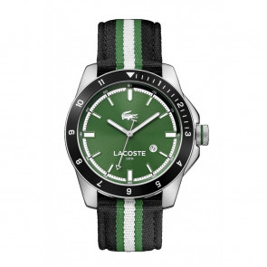 Lacoste correa de reloj 2010820 / LC-72-1-27-2610 Cuero Verde 22mm + costura negro