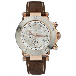 Guess correa de reloj A47007G1 Cuero Marrón + costura blanca