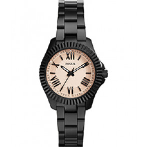 Correa de reloj Fossil AM4614 Acero inoxidable Negro 14mm