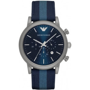 Correa de reloj Armani AR1949 Cuero/Textil Azul 22mm