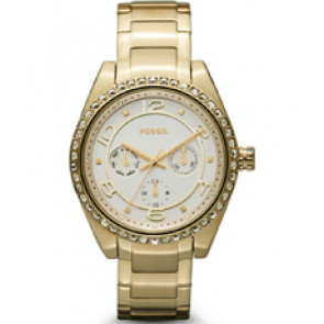 Correa de reloj Fossil BQ1087 Acero inoxidable Chapado en oro 18mm