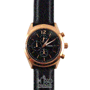 Correa de reloj Fossil BQ2079 Cuero Negro 22mm