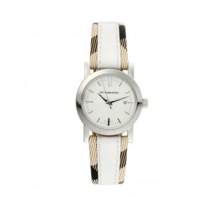 Correa de reloj Burberry BU1395 Cuero/Textil Blanco