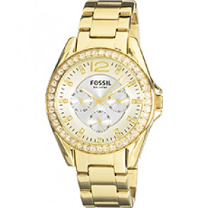 Correa de reloj Fossil ES2421 Acero inoxidable Chapado en oro 18mm