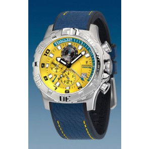 Festina correa de reloj F16183-6 Cuero Azul  22mm + costura amarilla