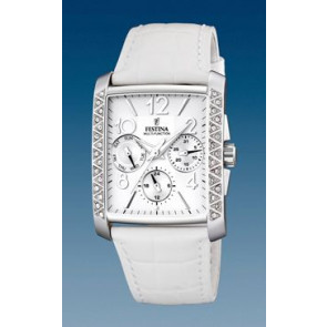 Correa de reloj Festina F16524-1 / F16524-2 / F16524-9 / F16524-A Cuero Blanco 25mm