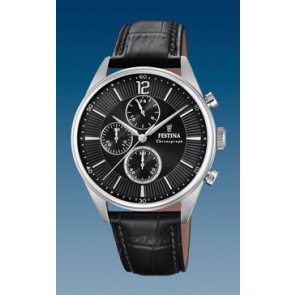 Correa de reloj Festina F20286 / F20286-4 / F20286-6 Cuero Negro 21mm