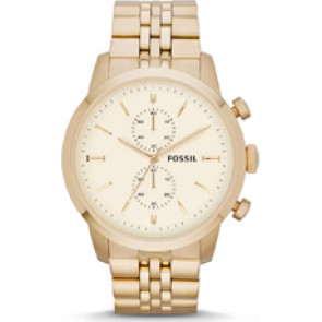 Correa de reloj Fossil FS4856 Acero inoxidable Chapado en oro 24mm