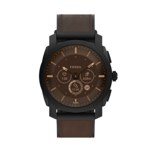 Correa de reloj Fossil FTW7068 / GEN 6 Machine Cuero/Plástico Marrón oscuro 24mm