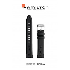 Correa de reloj Hamilton H82335331.H690823103. Caucho Negro 20mm