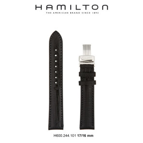 Correa de reloj Hamilton H600.244.101 / H24411772 Cuero Negro 17mm
