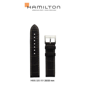 Correa de reloj Hamilton H001.32.515.535.01 / H600325101 Cuero Negro 20mm