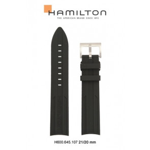 Correa de reloj Hamilton H001.77.555.335.01 / H775550 / H600645107 Caucho Negro 21mm