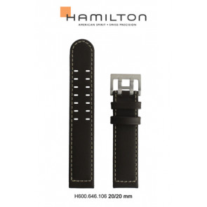 Correa de reloj Hamilton H001.64.611.535.01 / H690646106 Cuero Marrón oscuro 20mm