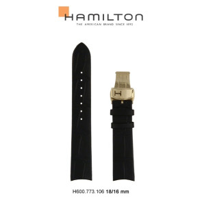 Correa de reloj Hamilton H600.773.106 Cuero Negro 18mm