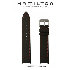 Correa de reloj Hamilton H776350 / H001.77.635.333.01 Cuero Negro 21mm