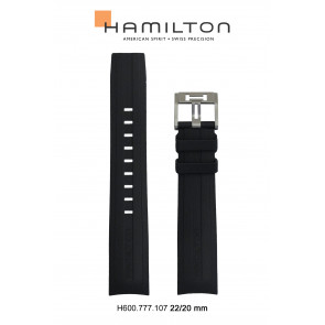 Correa de reloj Hamilton H76714335 Caucho Negro 22mm